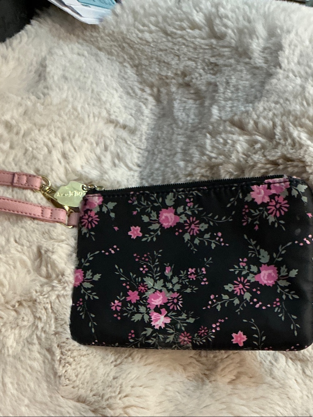 Betsey Johnson Navy and Pink Wristlet with Gold-Tone Hardware